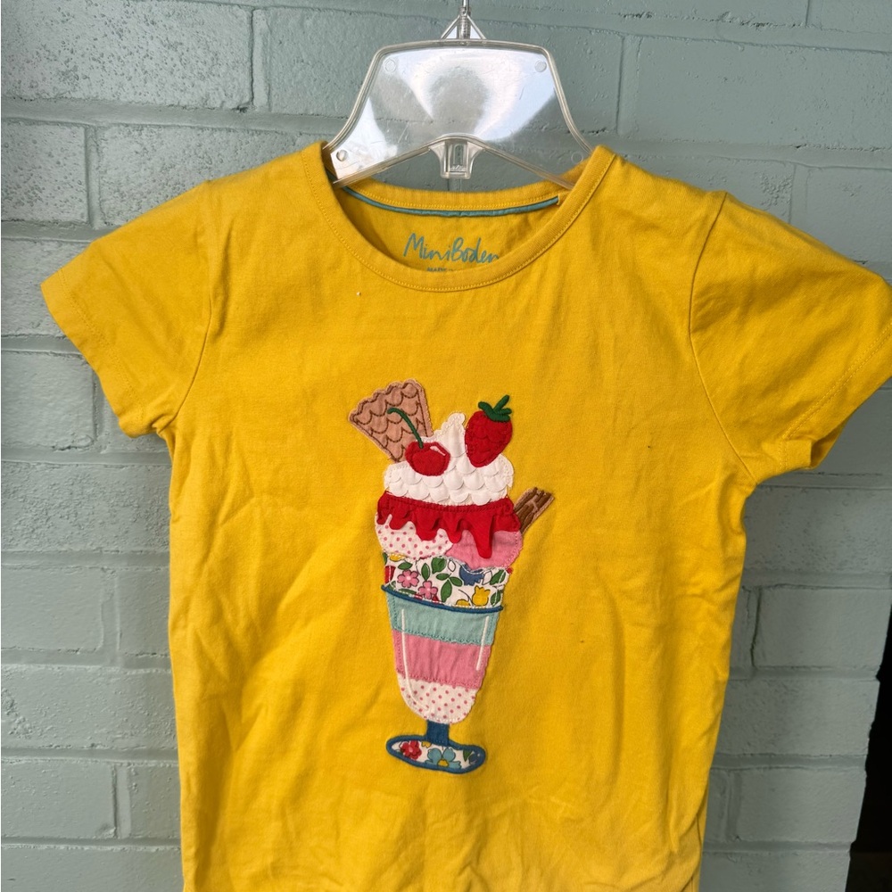 Mini Boden Yellow Ice Cream Sundae Tee